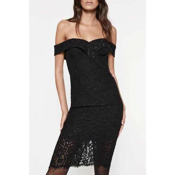 BARDOT BELLA LACE DRESS IN BLACK WOMENS SIZE US 8 BLACK - Picture 1 of 5